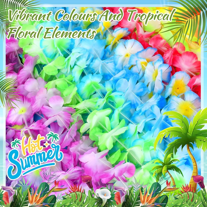 Seifar 120 Packs Hawaiian Luau Leis Bulk Tropical Hawaii Theme Silk Flower Necklace Summer Beach Party Decorations Birthday Party Favors - Image 4